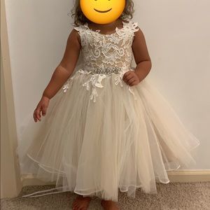 Flower Girl Special Occasion Dress Ivory and Champagne